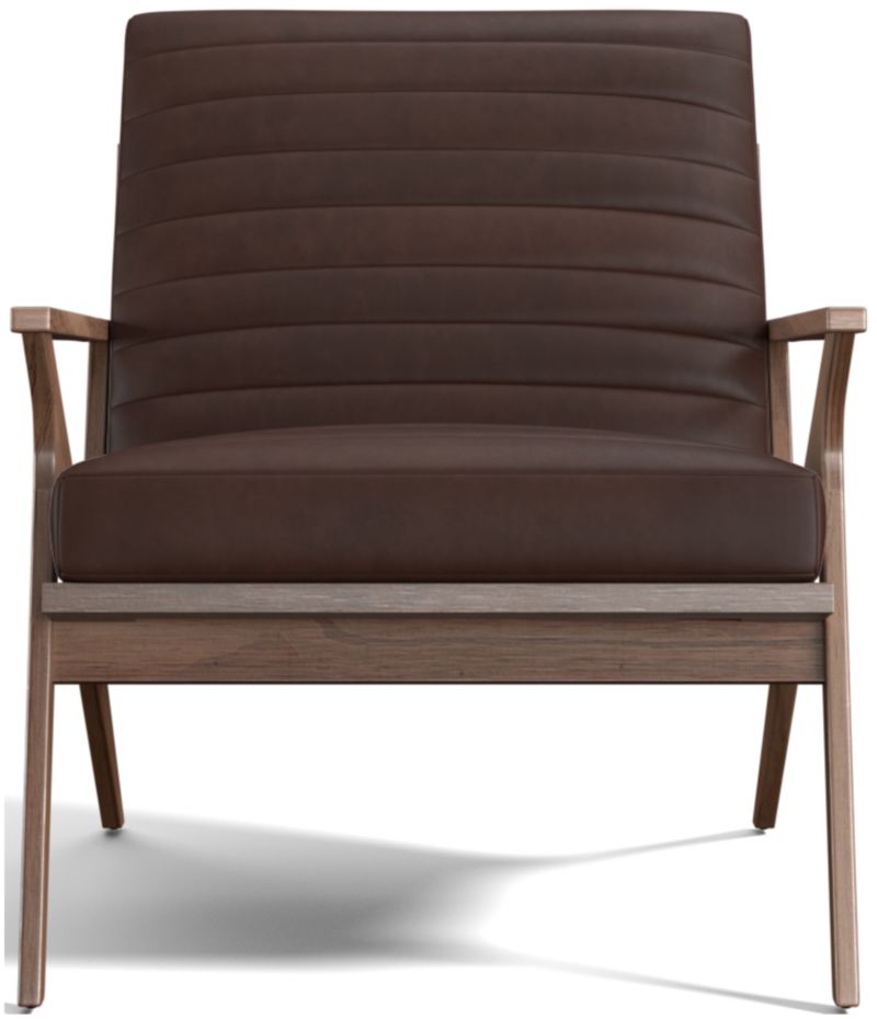 Cavett Channel Leather Walnut Wood Frame Chair - image 0 of 12