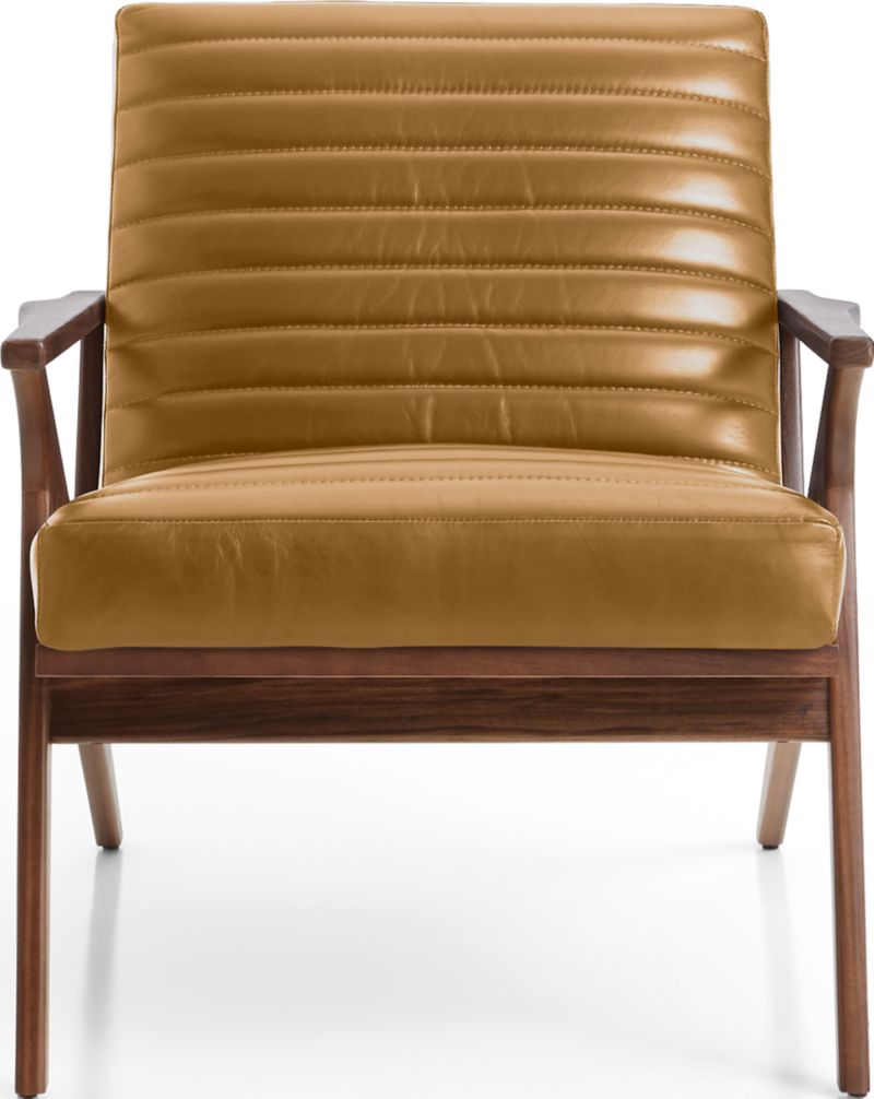 Cavett Channel Leather Walnut Wood Frame Chair - image 0 of 13