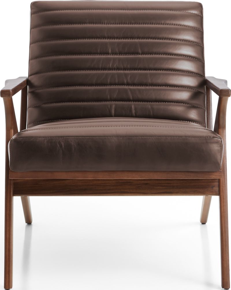 Cavett Channel Leather Walnut Wood Frame Chair - image 0 of 13