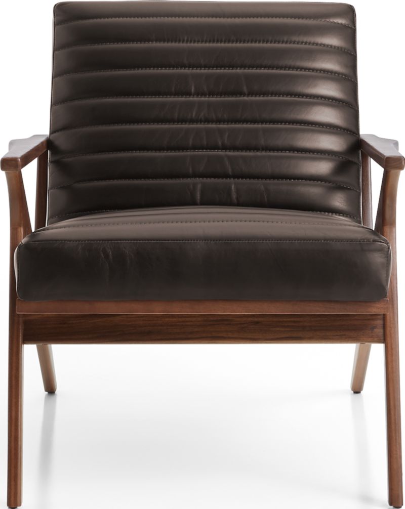 Cavett Channel Leather Walnut Wood Frame Chair - image 0 of 13