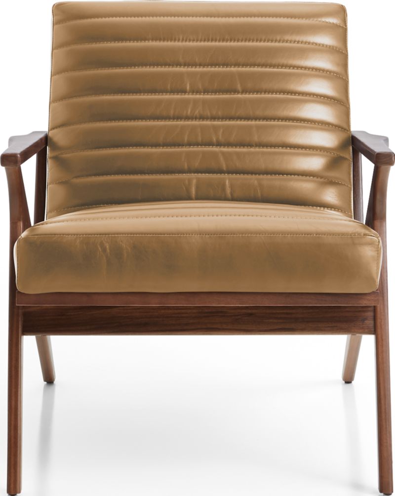 Cavett Channel Leather Walnut Wood Frame Chair - image 0 of 13