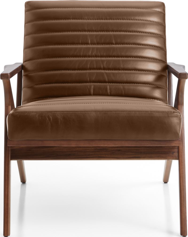 Cavett Channel Leather Walnut Wood Frame Chair - image 0 of 13