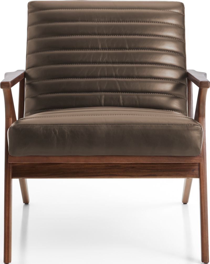 Cavett Channel Leather Walnut Wood Frame Chair - image 0 of 13