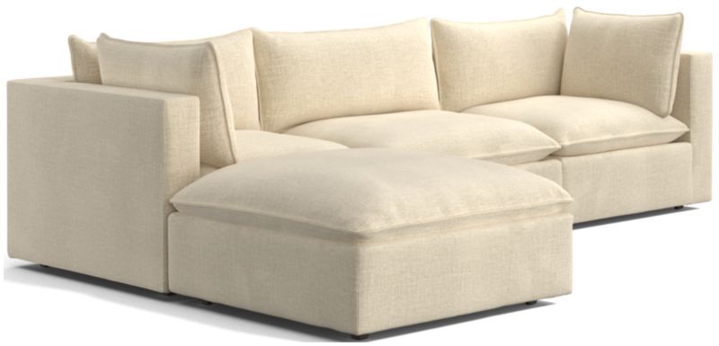 Lotus Deep Modular 4-Piece Sectional Sofa with Ottoman
