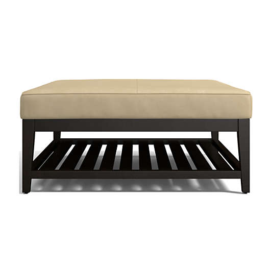 Nash Leather Square Ottoman with Slats