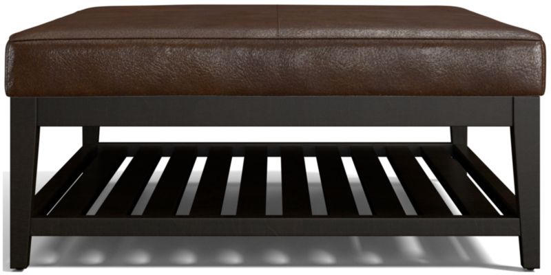 Nash Leather Square Ottoman with Slats - image 0 of 7