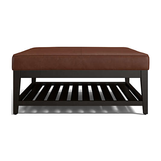 Nash Leather Square Ottoman with Slats