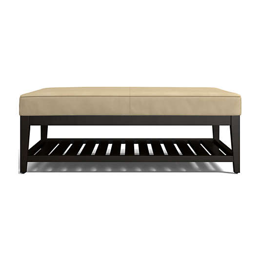 Nash Leather Rectangular Ottoman with Slats