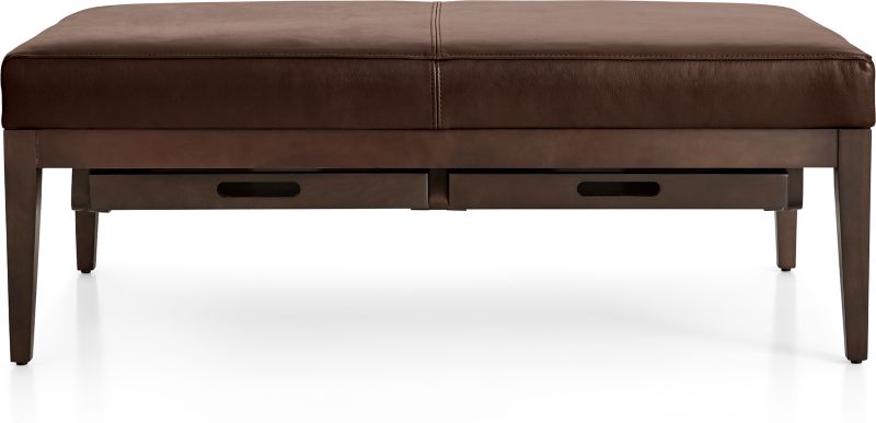 Nash Leather Rectangular Ottoman with Tray - image 0 of 10