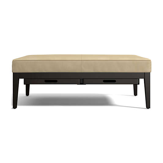 Nash Leather Rectangular Ottoman with Tray