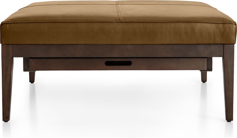 Nash Leather Square Ottoman with Tray - image 0 of 9