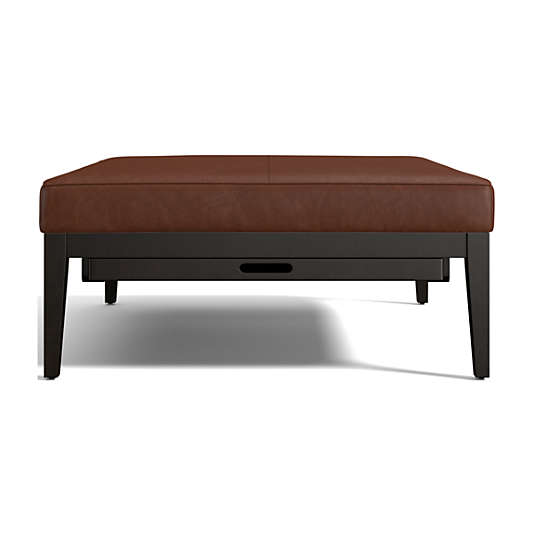 Nash Leather Square Ottoman with Tray