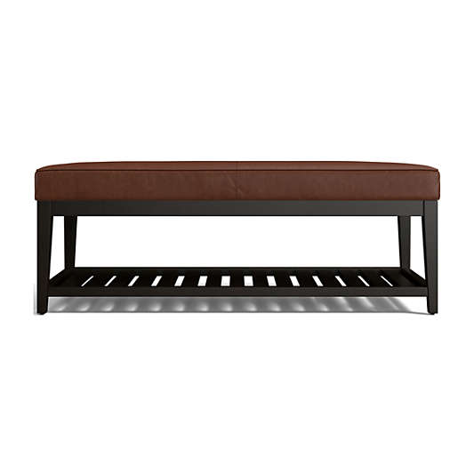 Nash Leather Small Bench with Slats