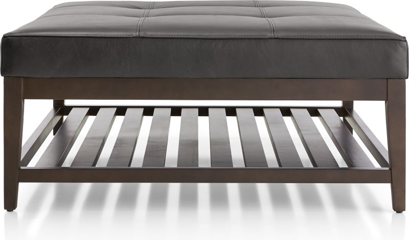 Nash Leather Tufted Square Ottoman with Slats - image 0 of 7