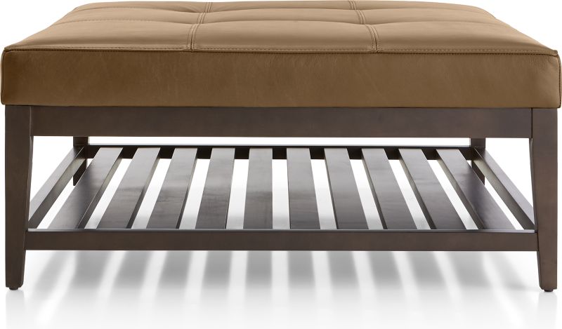 Nash Leather Tufted Square Ottoman with Slats - image 0 of 7