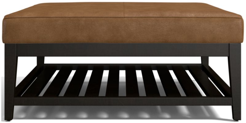 Nash Leather Tufted Square Ottoman with Slats - image 0 of 7