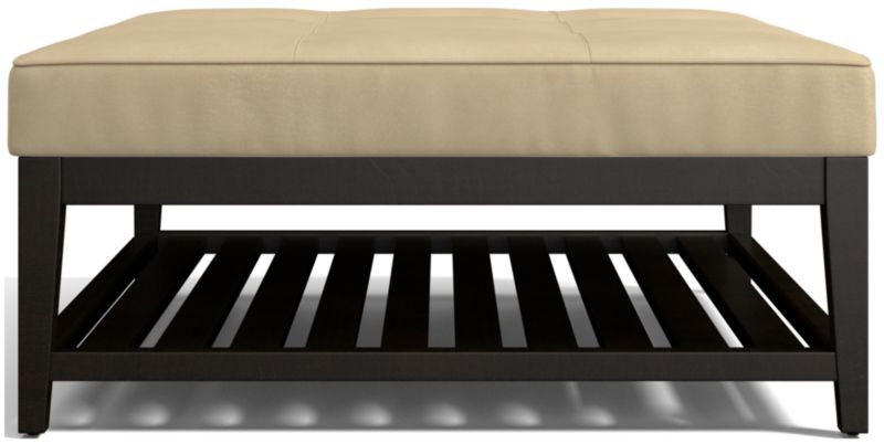 Nash Leather Tufted Square Ottoman with Slats - image 0 of 7