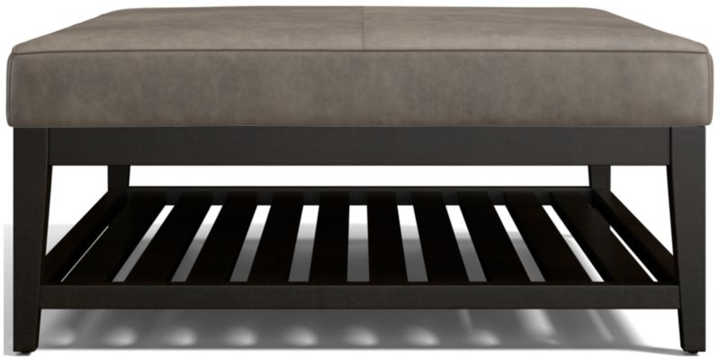 Nash Leather Tufted Square Ottoman with Slats - image 0 of 7