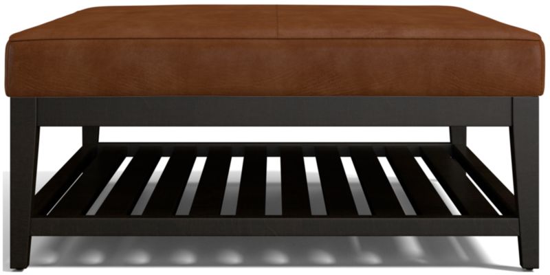 Nash Leather Tufted Square Ottoman with Slats - image 0 of 7