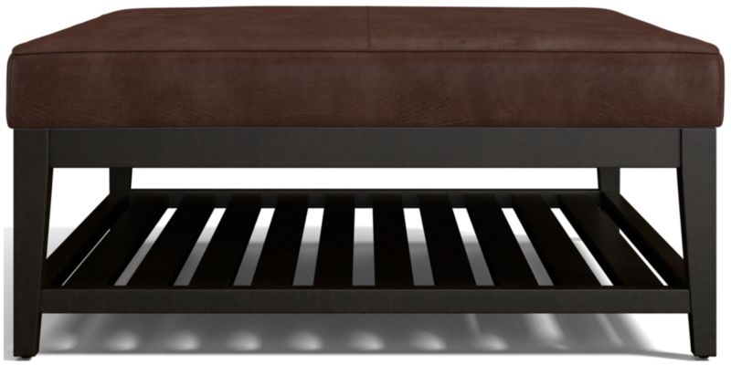 Nash Leather Tufted Square Ottoman with Slats - image 0 of 7