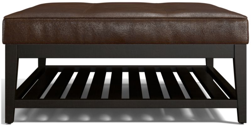 Nash Leather Tufted Square Ottoman with Slats - image 0 of 7