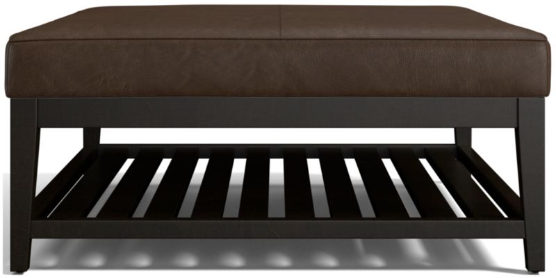 Nash Leather Tufted Square Ottoman with Slats - image 0 of 7