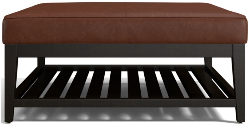 Nash Leather Tufted Square Ottoman with Slats - image 0 of 7