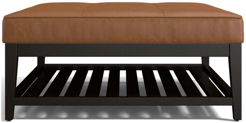 Nash Leather Tufted Square Ottoman with Slats - image 0 of 7