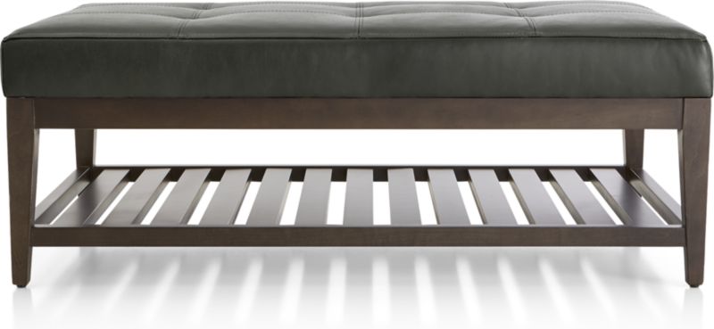 Nash Leather Tufted Rectangular Ottoman with Slats