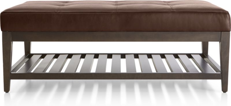 Nash Leather Tufted Rectangular Ottoman with Slats - image 0 of 7