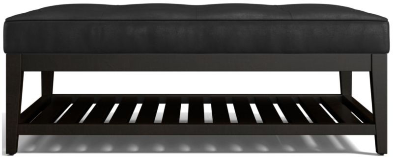 Nash Leather Tufted Rectangular Ottoman with Slats - image 0 of 7