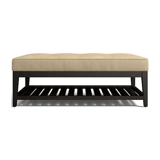 Nash Leather Tufted Rectangular Ottoman with Slats