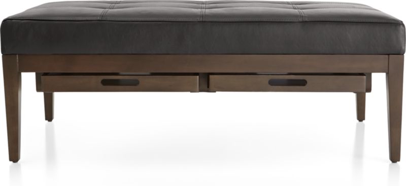 Nash Leather Tufted Rectangular Ottoman with Tray - image 0 of 11