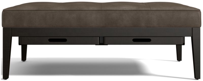 Nash Leather Tufted Rectangular Ottoman with Tray - image 0 of 11