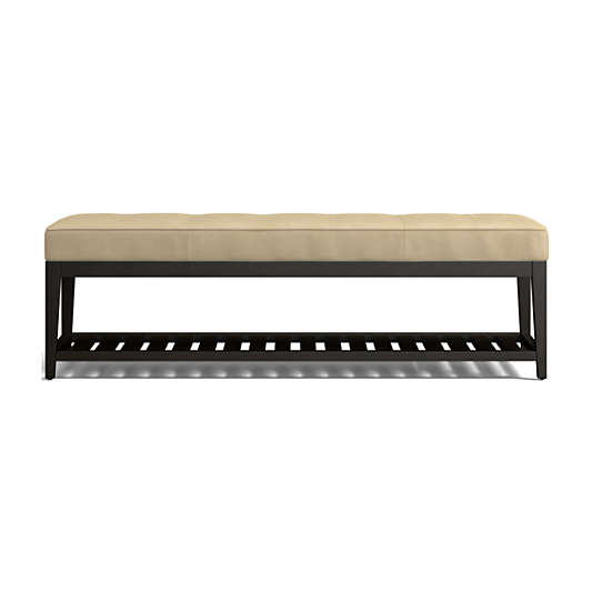Nash Leather Large Tufted Bench with Slats