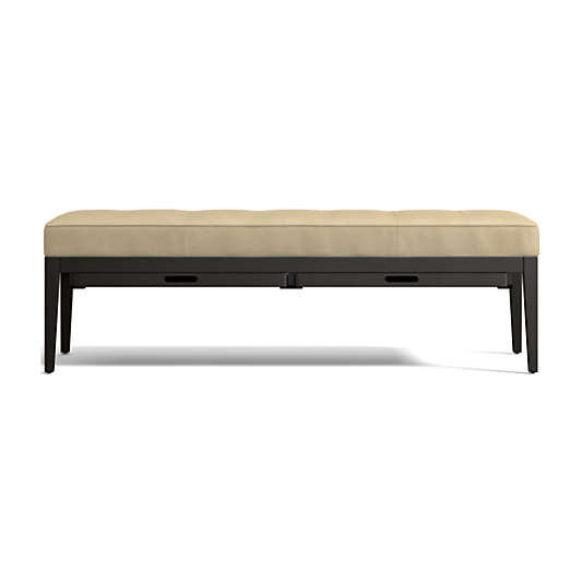 Nash Leather Large Tufted Bench with Tray