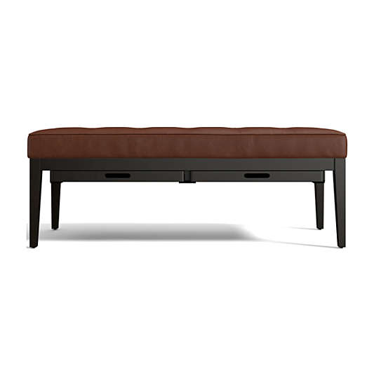 Nash Leather Small Tufted Bench with Tray