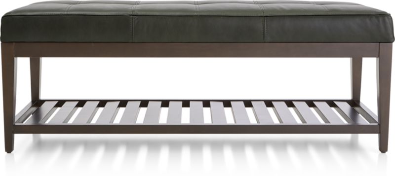 Nash Leather Small Tufted Bench with Slats Crate Barrel
