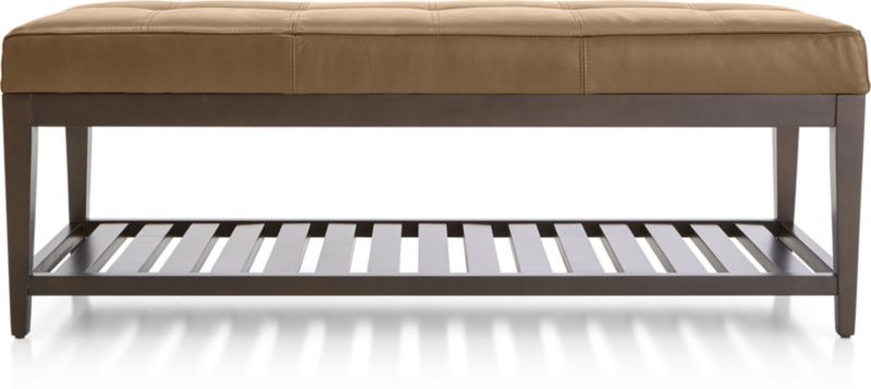 Nash Leather Small Tufted Bench with Slats - image 0 of 7