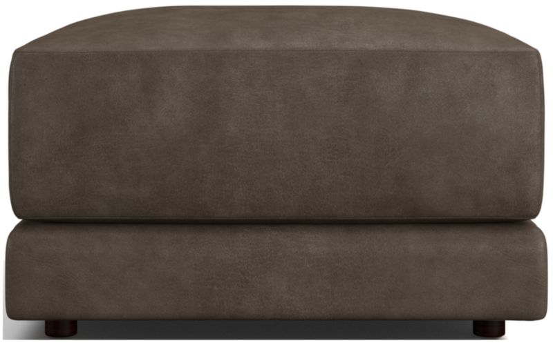 Gather Deep Leather Ottoman - image 0 of 5