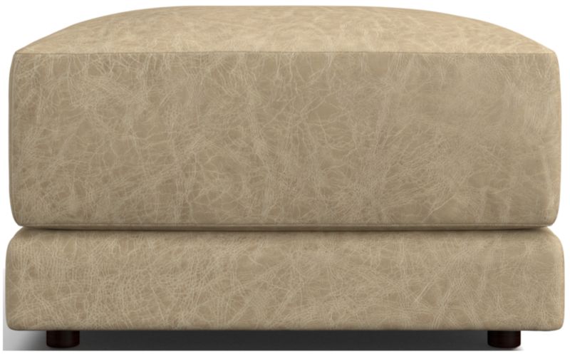 Gather Deep Leather Ottoman - image 0 of 5