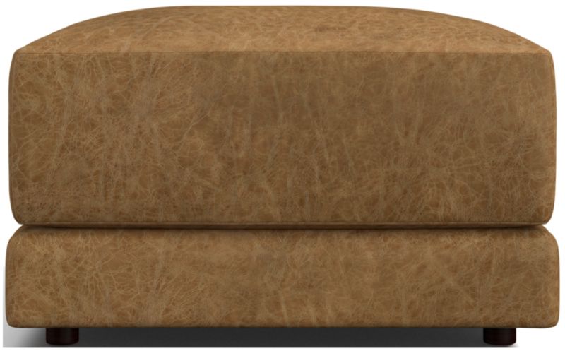 Gather Deep Leather Ottoman - image 0 of 5