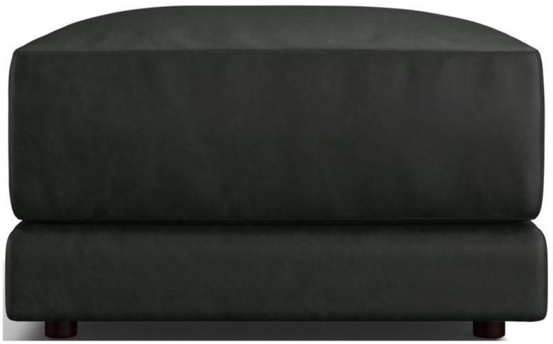 Gather Deep Leather Ottoman - image 0 of 5