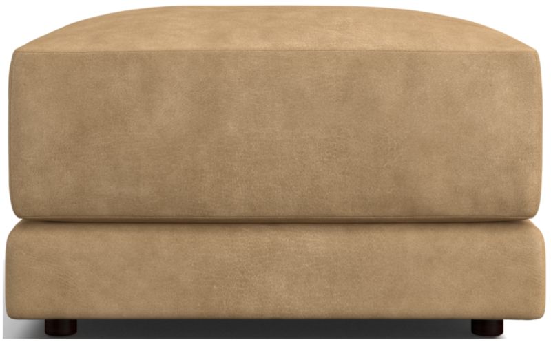 Gather Deep Leather Ottoman - image 0 of 5