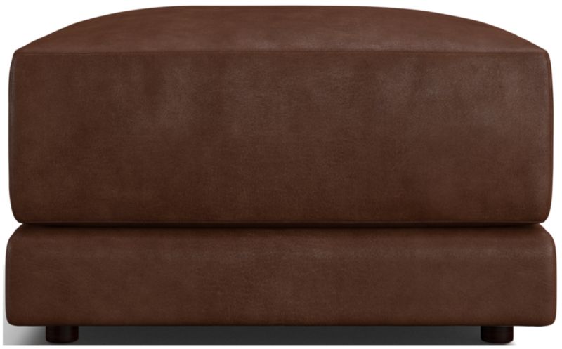 Gather Deep Leather Ottoman - image 0 of 5