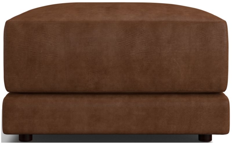 Gather Deep Leather Ottoman - image 0 of 5