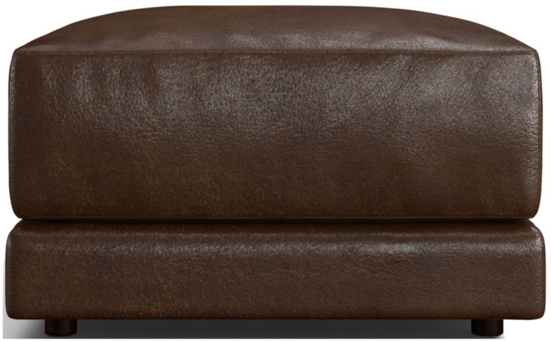 Gather Deep Leather Ottoman - image 0 of 5