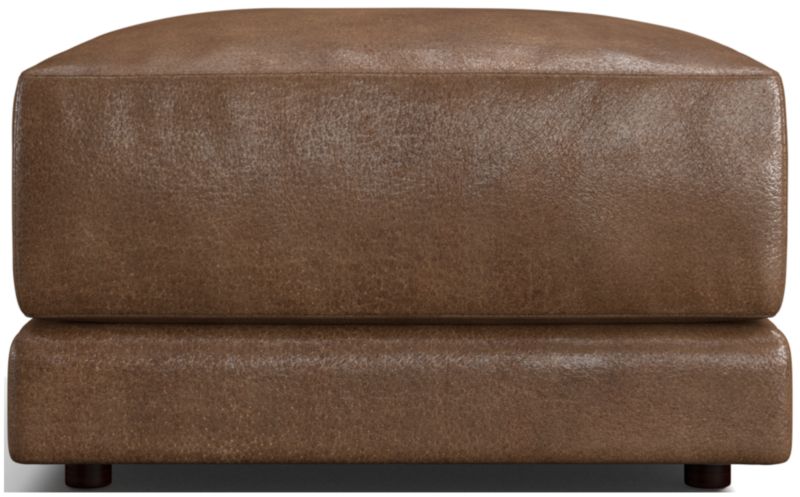 Gather Deep Leather Ottoman - image 0 of 5