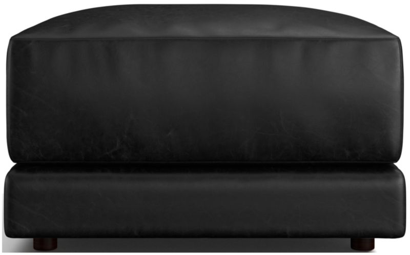 Gather Deep Leather Ottoman - image 0 of 6