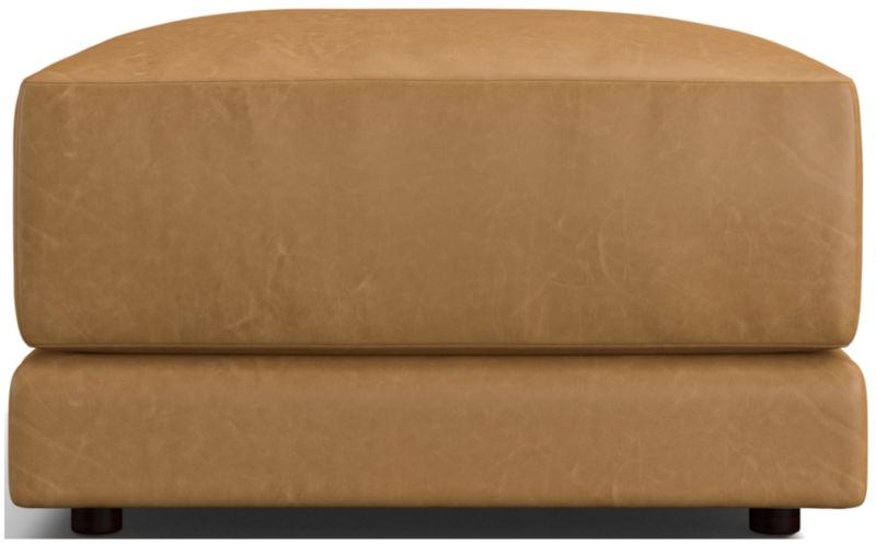 Gather Deep Leather Ottoman - image 0 of 6